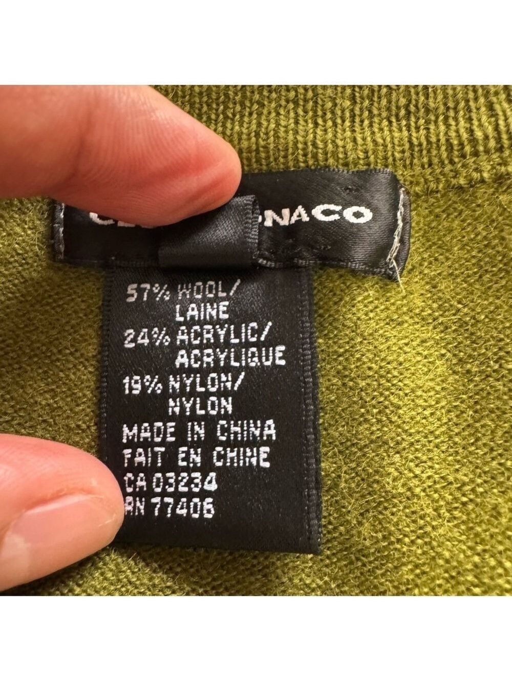Club Monaco Olive V-Neck Sweater - Picture 3 of 5